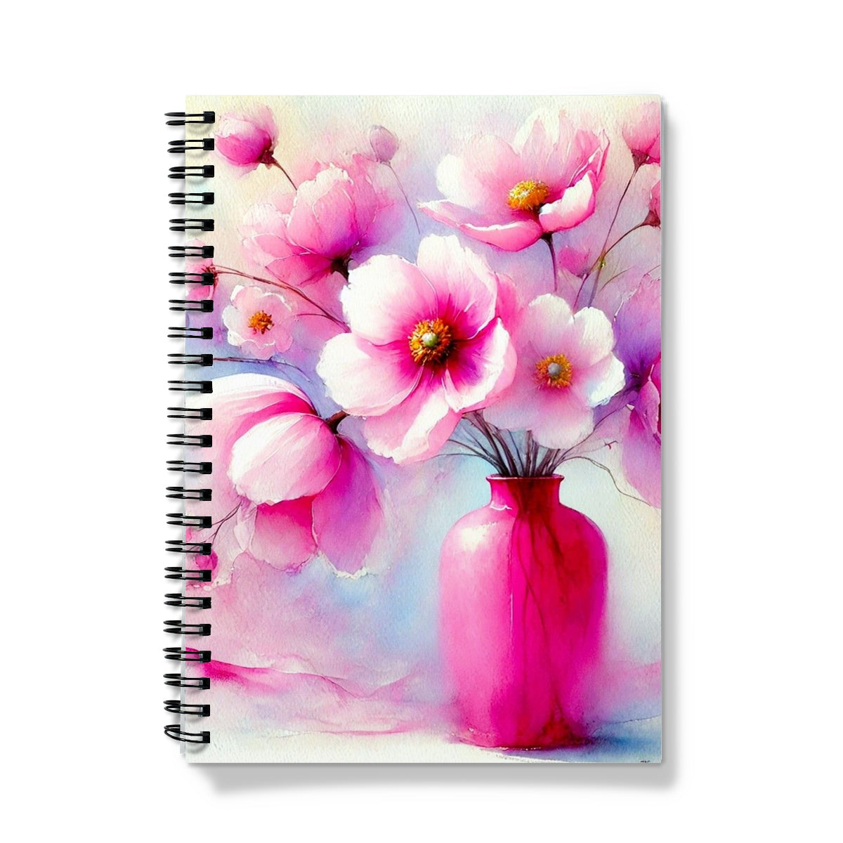 Watercolour Pink Flower Vase Notebook