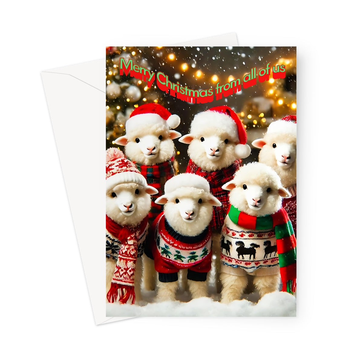 Sheep Family Christmas Greeting Cards - Pack of 10 Cards