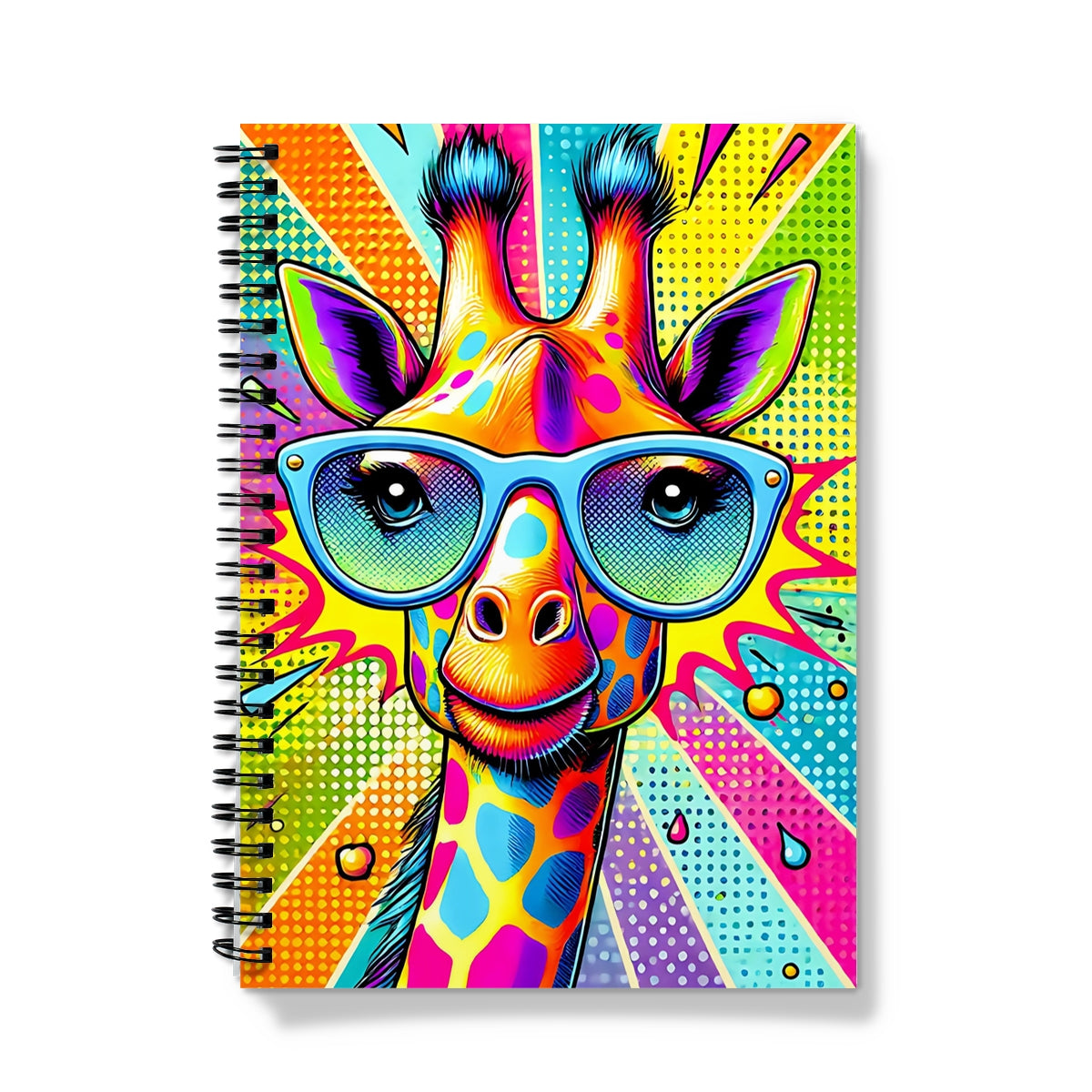 Giraffe Pop with Glasses Spiral Notebook