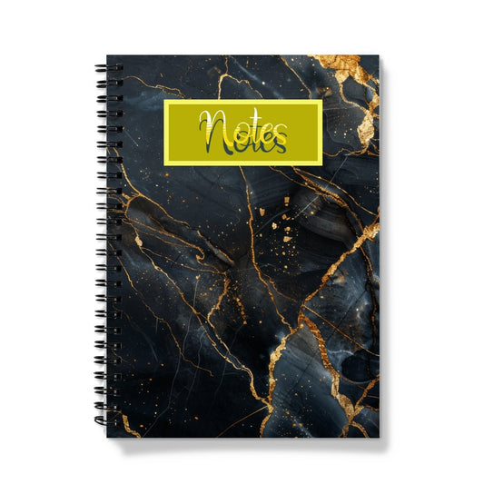 Black and Gold Marble Spiral Notebook