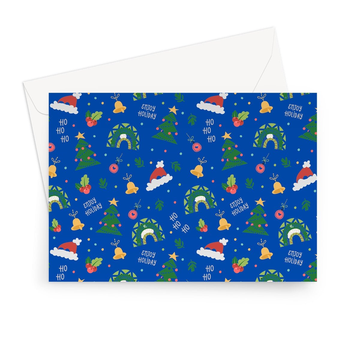 Blue Christmas Ho Ho Ho Greeting Cards - Pack of 10 Cards