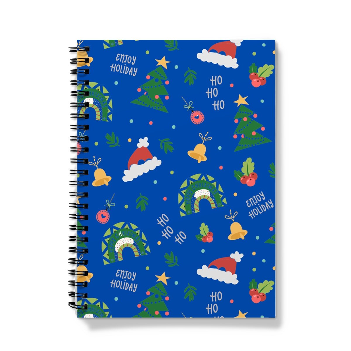Blue Christmas Ho Ho Ho Spiral Notebook