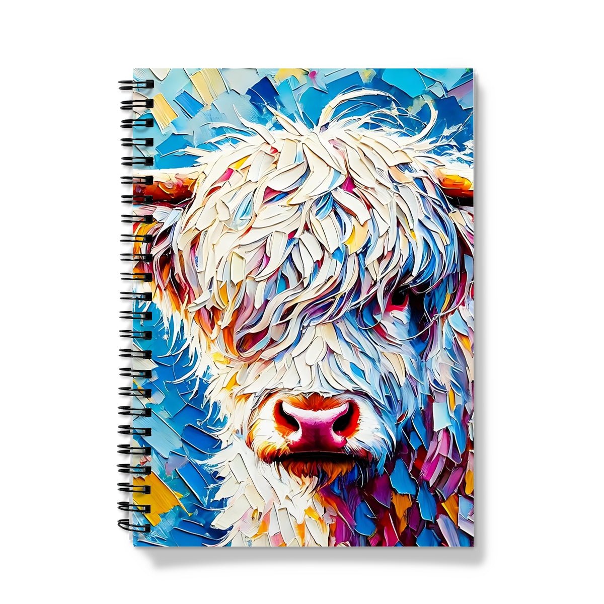 Blue Mix Highland Cow Spiral Notebook