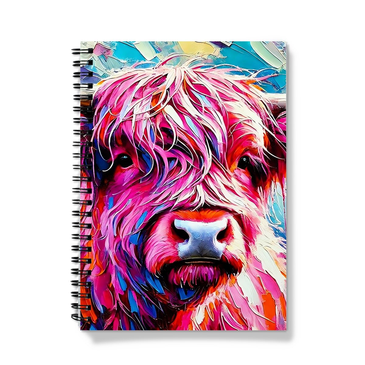 Bright Pink Highland Cow Spiral Notebook