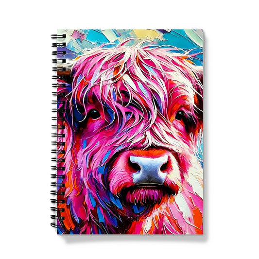 Bright Pink Highland Cow Spiral Notebook