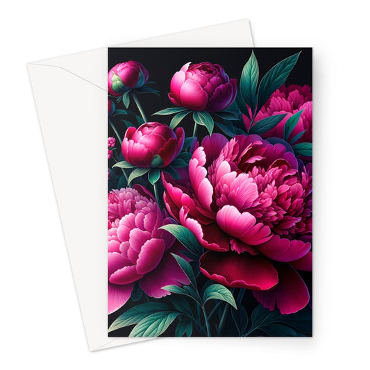 Dark Pink Peony Greeting Cards