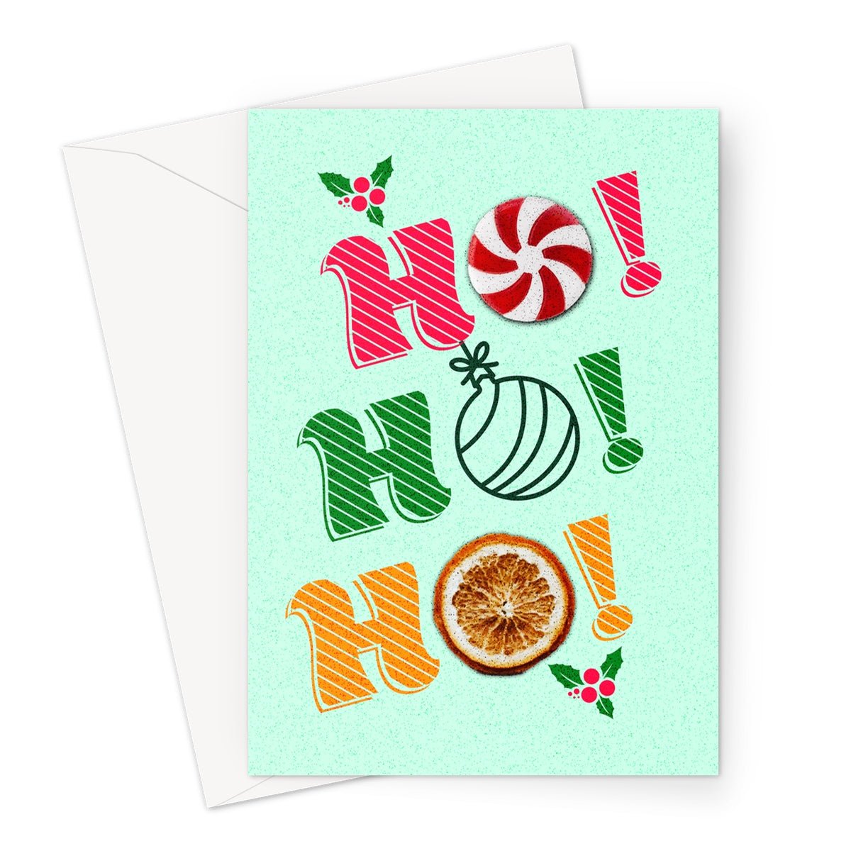 Cute Christmas Ho Ho Ho Greeting Cards - Pack of 10 Cards