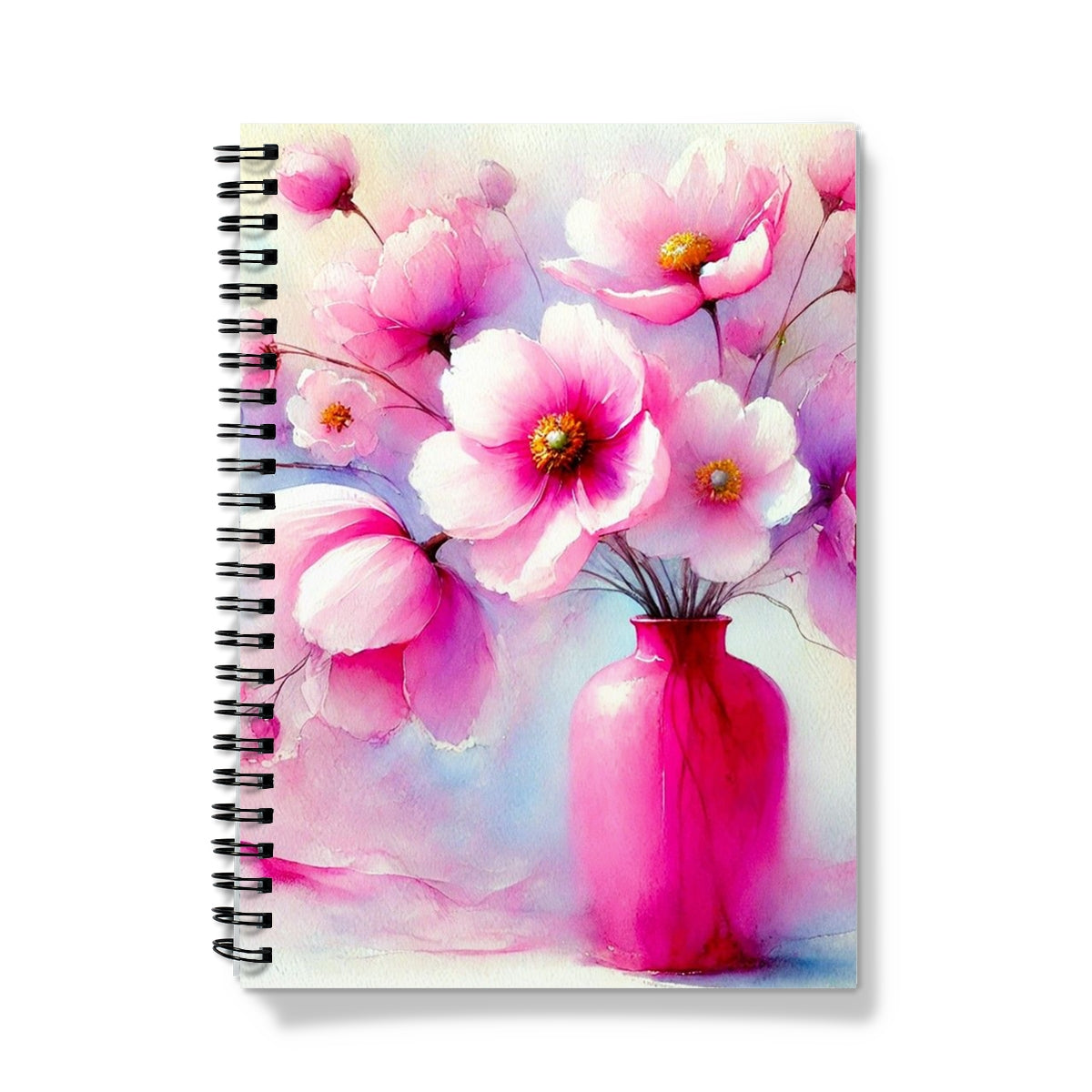 Watercolour Pink Flower Vase Notebook