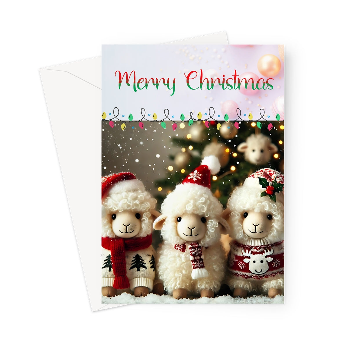 Three Little Sheep Christmas Greeting Cards - Pack of 10 Cards