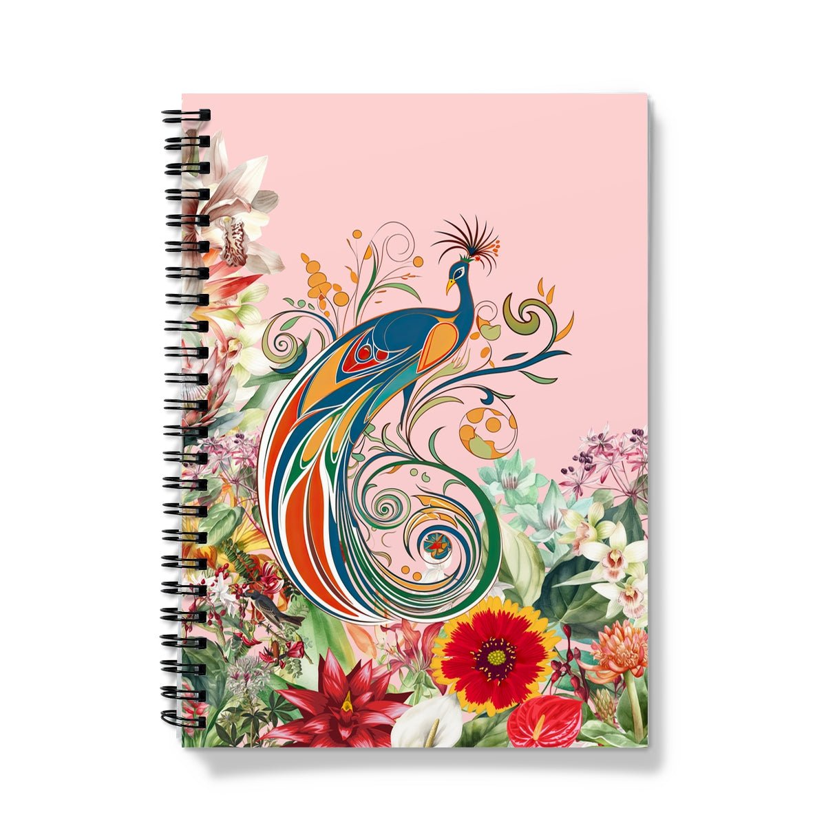 Floral Peacock Spiral Notebook