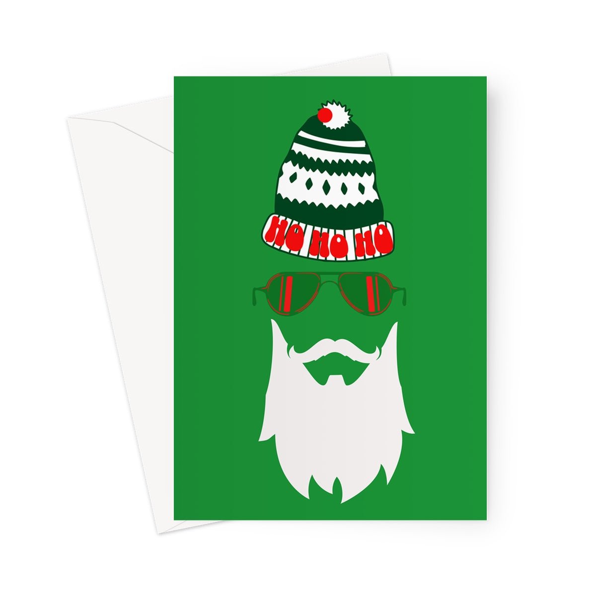 Green Father Christmas Ho ho ho Greeting Cards - Pack of 10 Cards