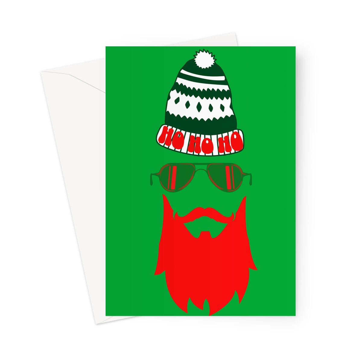 Ho ho ho Green Santa Greeting Cards - Pack of 10 Cards
