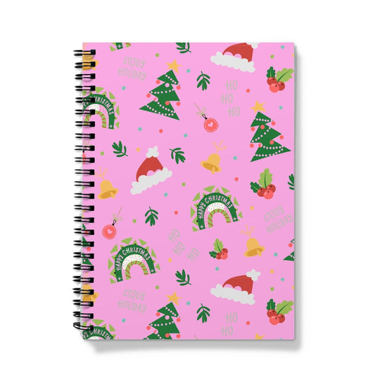 Light Pink Christmas Ho Ho Ho Spiral Notebook