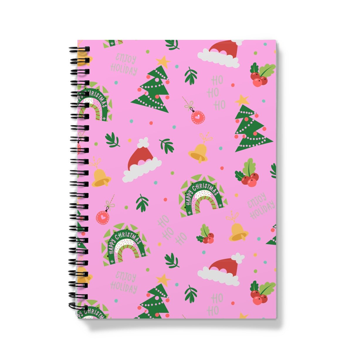 Light Pink Christmas Ho Ho Ho Spiral Notebook