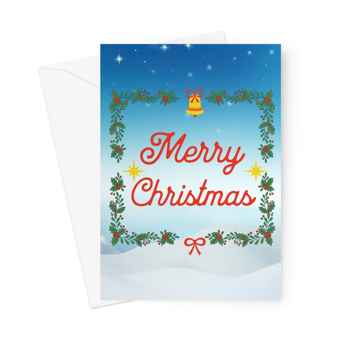 Merry Christmas Blue Greeting Cards - Pack of 10 Cards