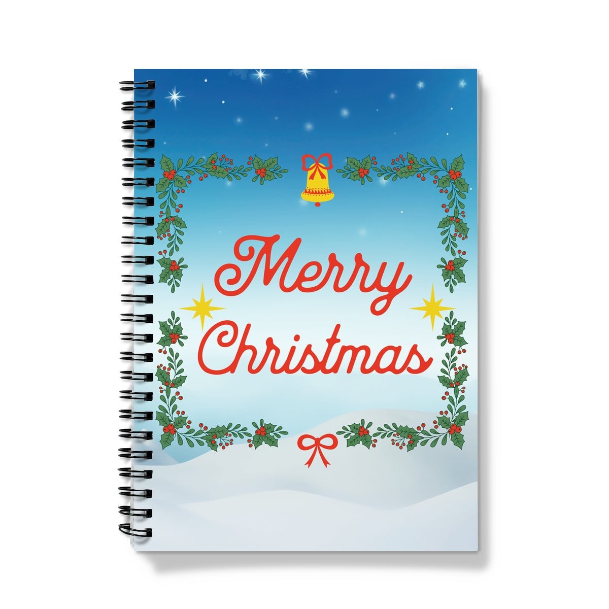 Merry Christmas Blue Spiral Notebook