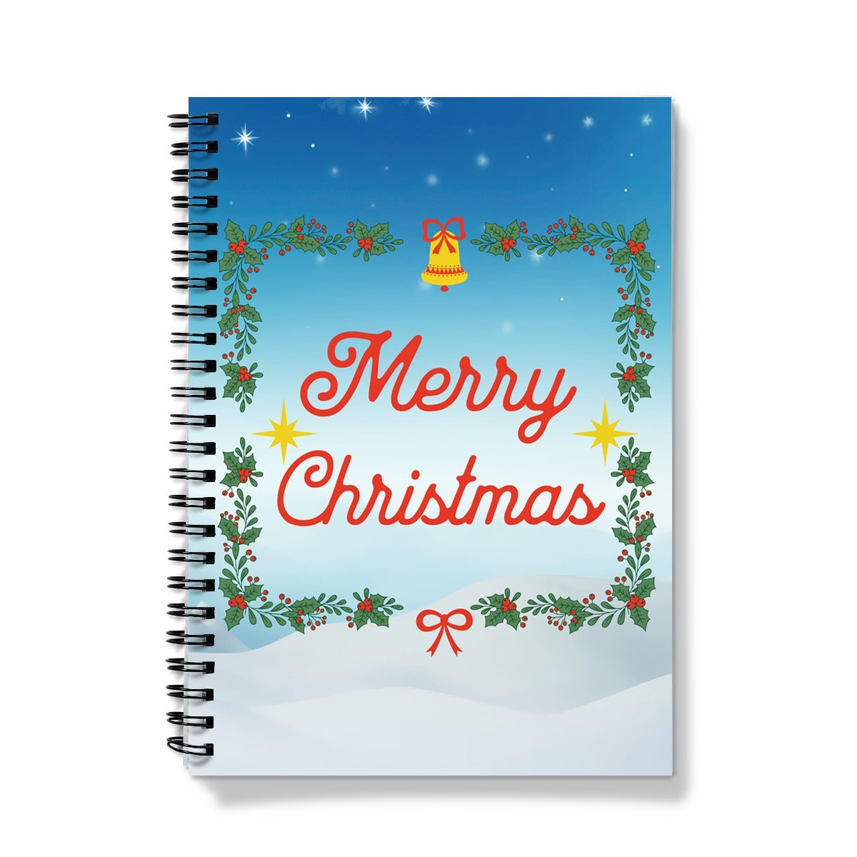 Merry Christmas Blue Spiral Notebook
