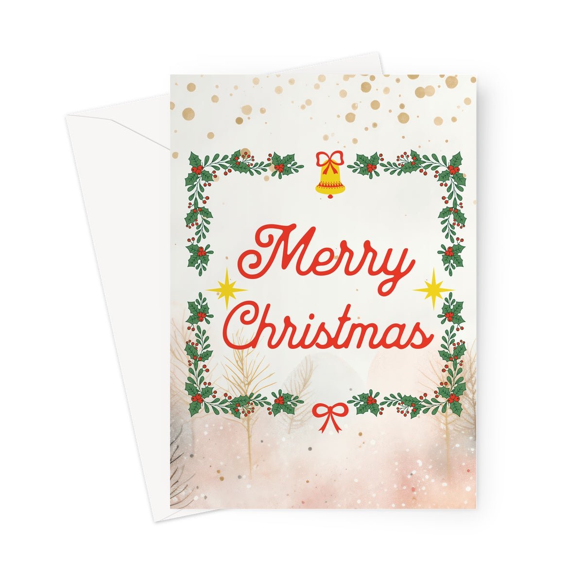 Merry Christmas Cream Greeting Cards - Pack of 10 Cards
