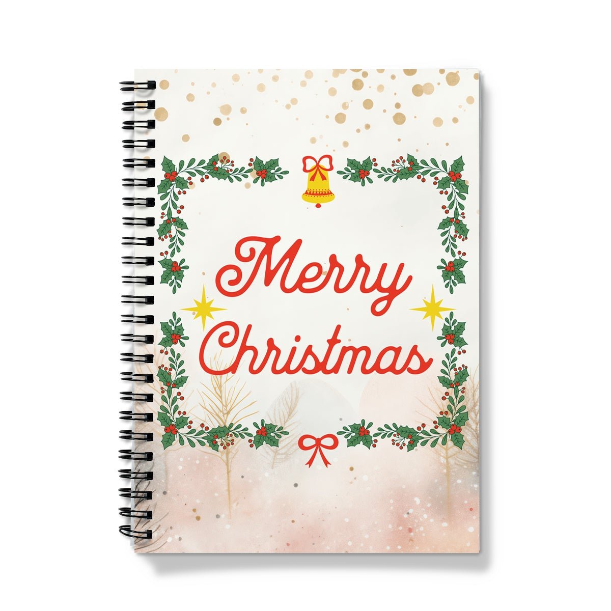 Merry Christmas Cream Spiral Notebook