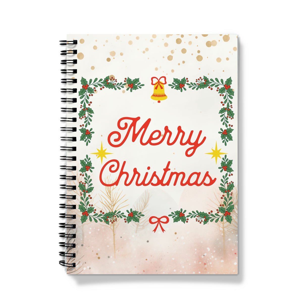 Merry Christmas Cream Spiral Notebook