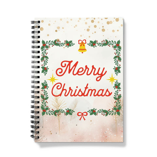 Merry Christmas Cream Spiral Notebook