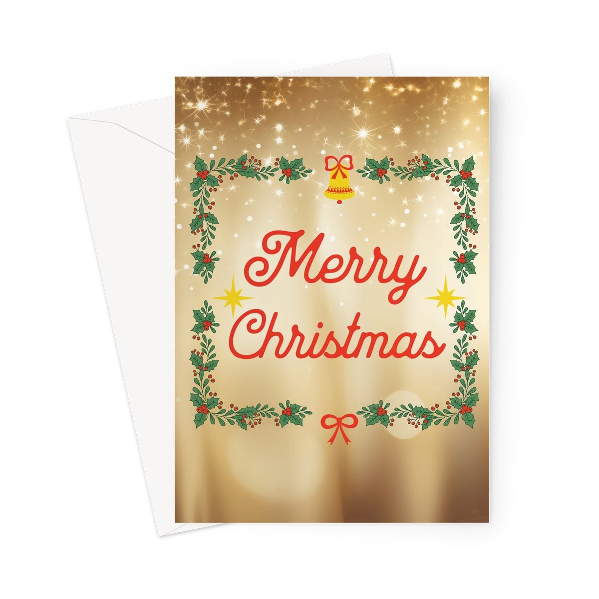 Merry Christmas Gold Greeting Cards - Pack of 10 Cards