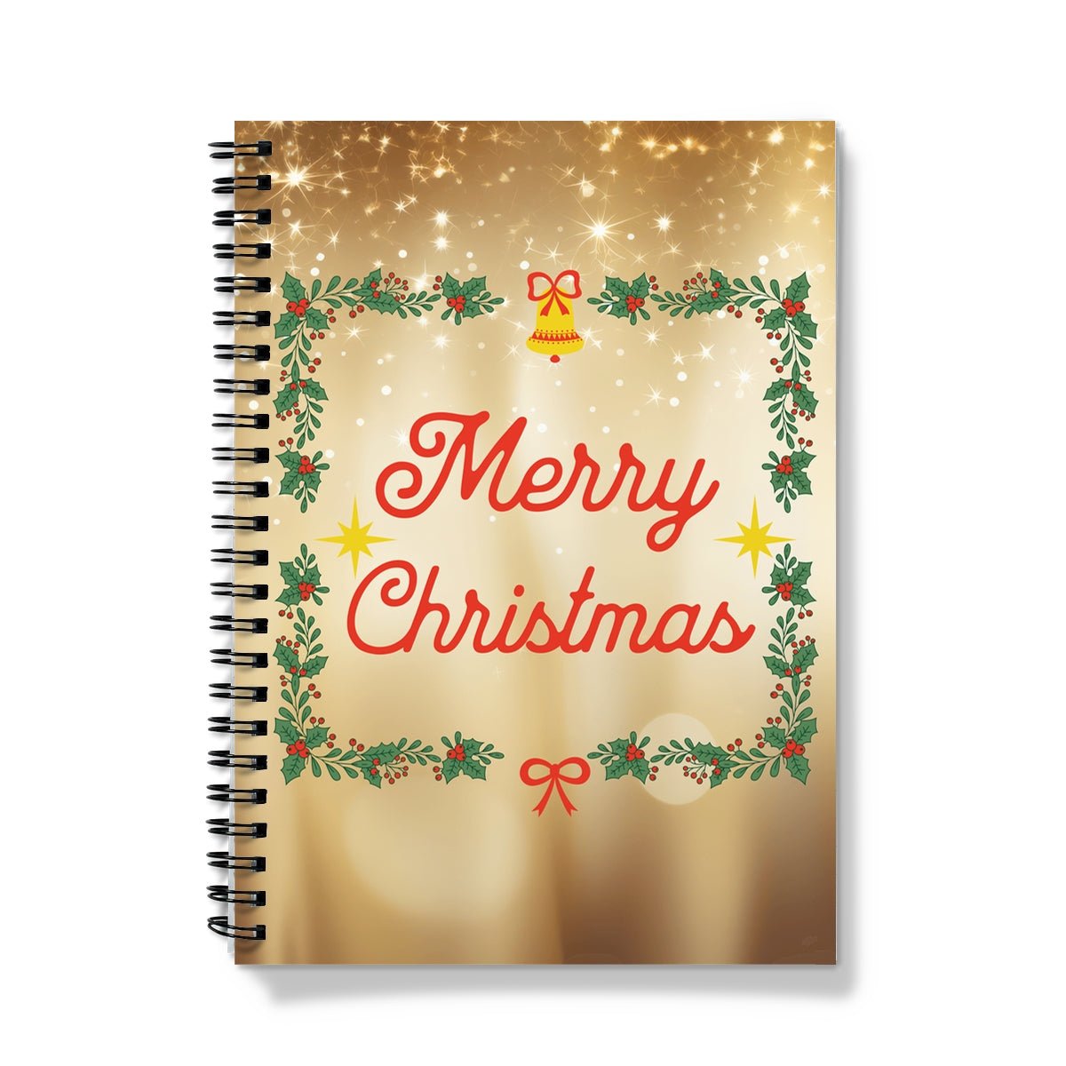 Merry Christmas Gold Spiral Notebook