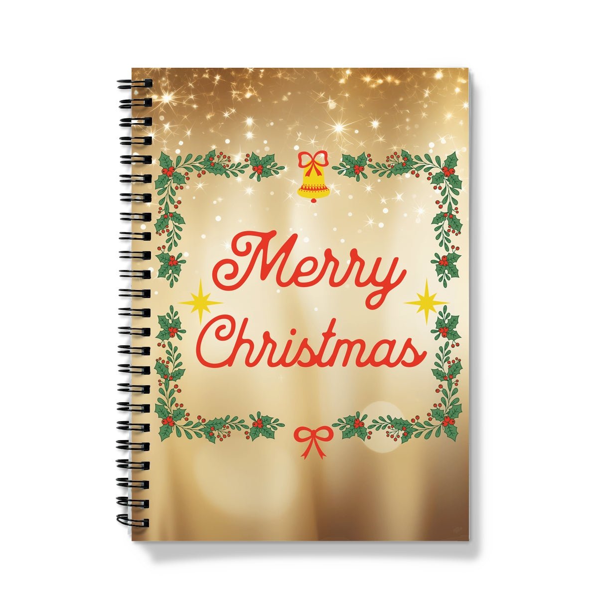 Merry Christmas Gold Spiral Notebook