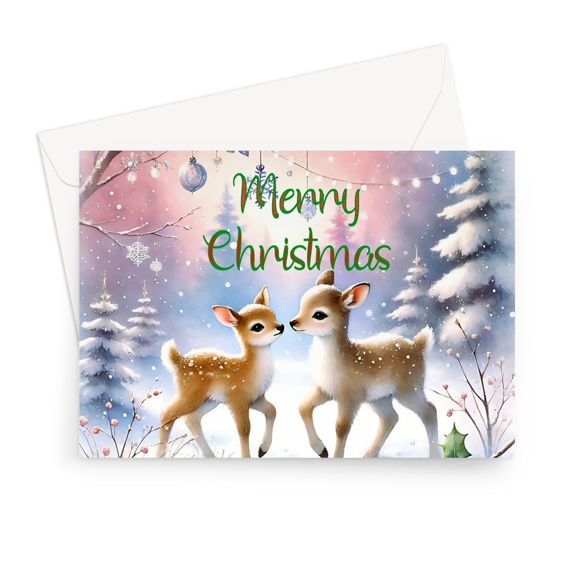 Merry Christmas Reindeers Greeting Cards - Pack of 10 Cards