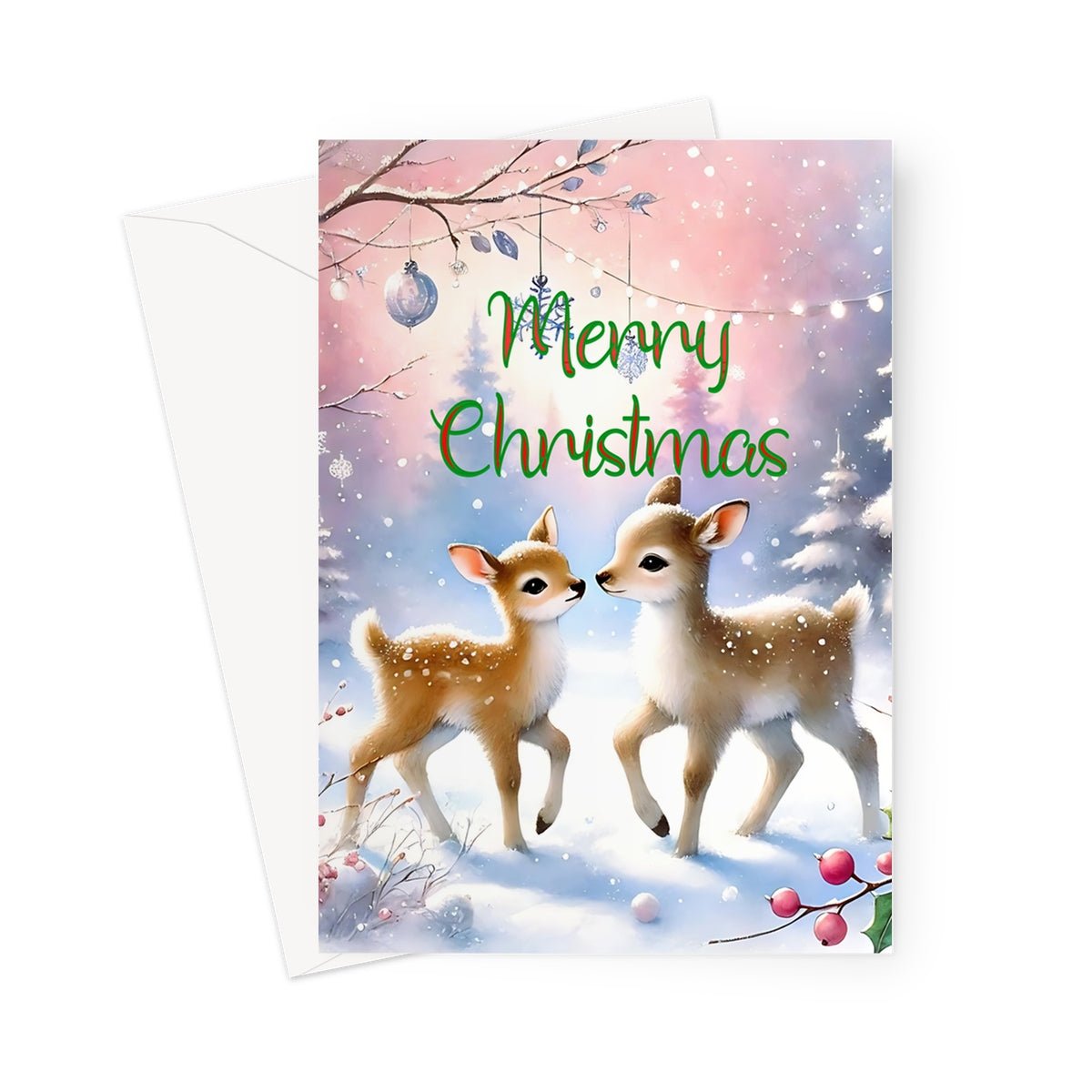 Merry Christmas Reindeers Greeting Cards - Pack of 10 Cards