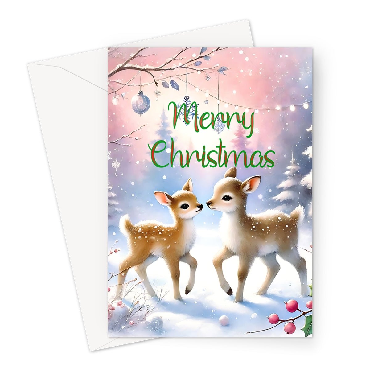 Merry Christmas Reindeers Greeting Cards - Pack of 10 Cards