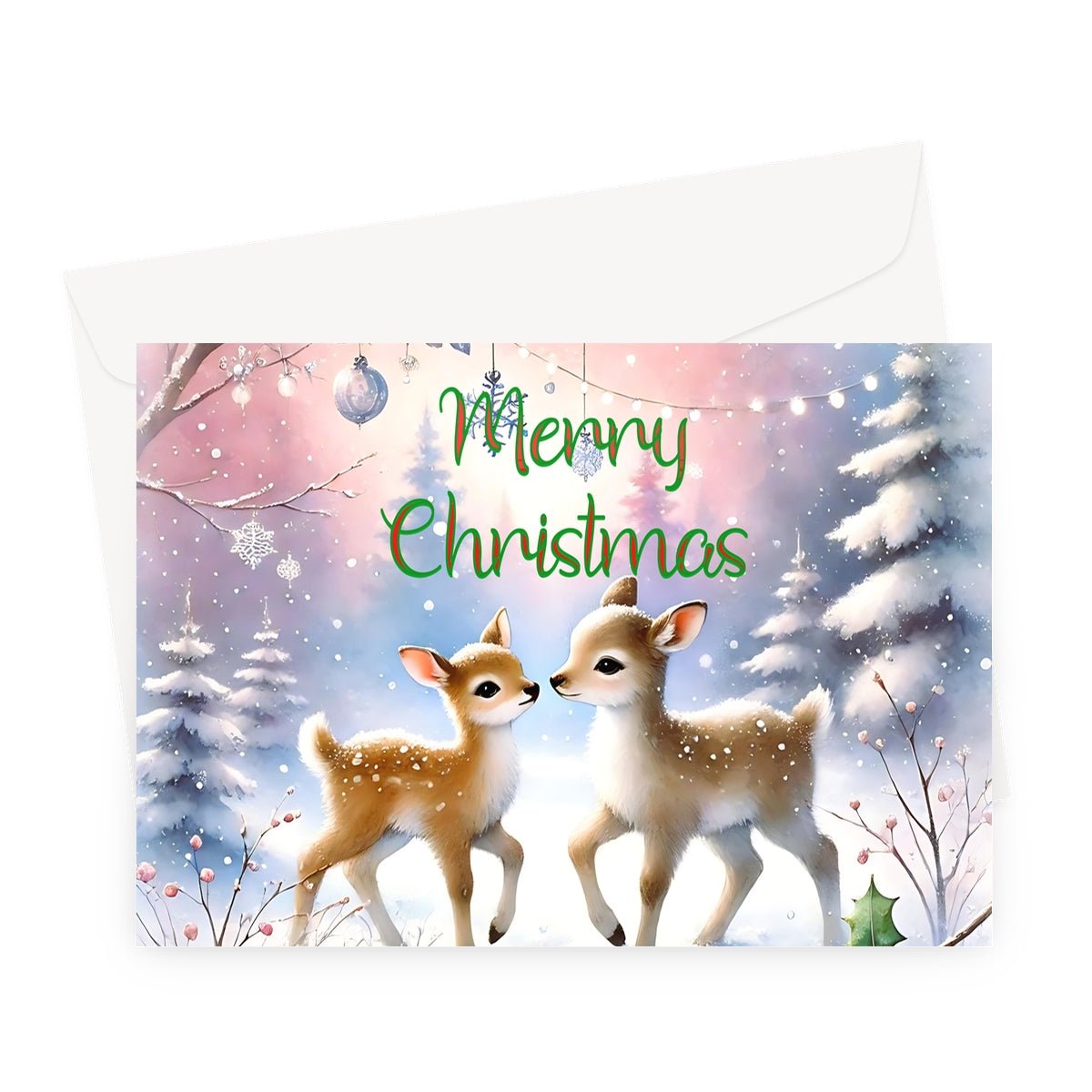 Merry Christmas Reindeers Greeting Cards - Pack of 10 Cards