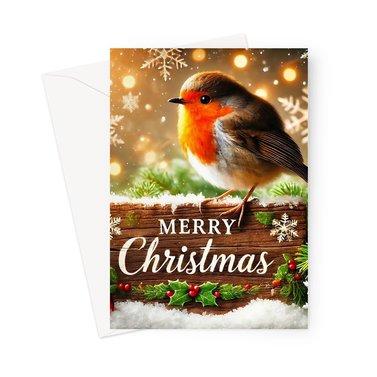 Merry Christmas Robin Greeting Cards - Pack of 10 Cards