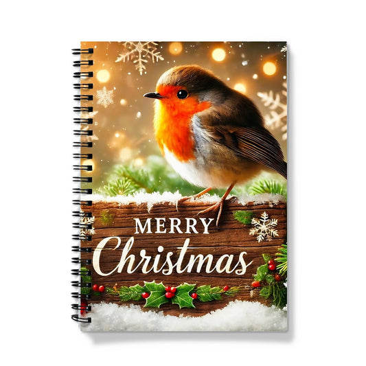 Merry Christmas Robin Spiral Notebook