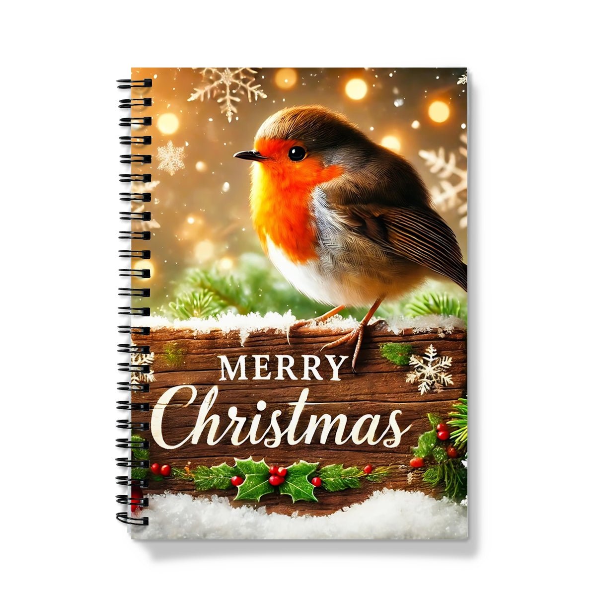 Merry Christmas Robin Spiral Notebook