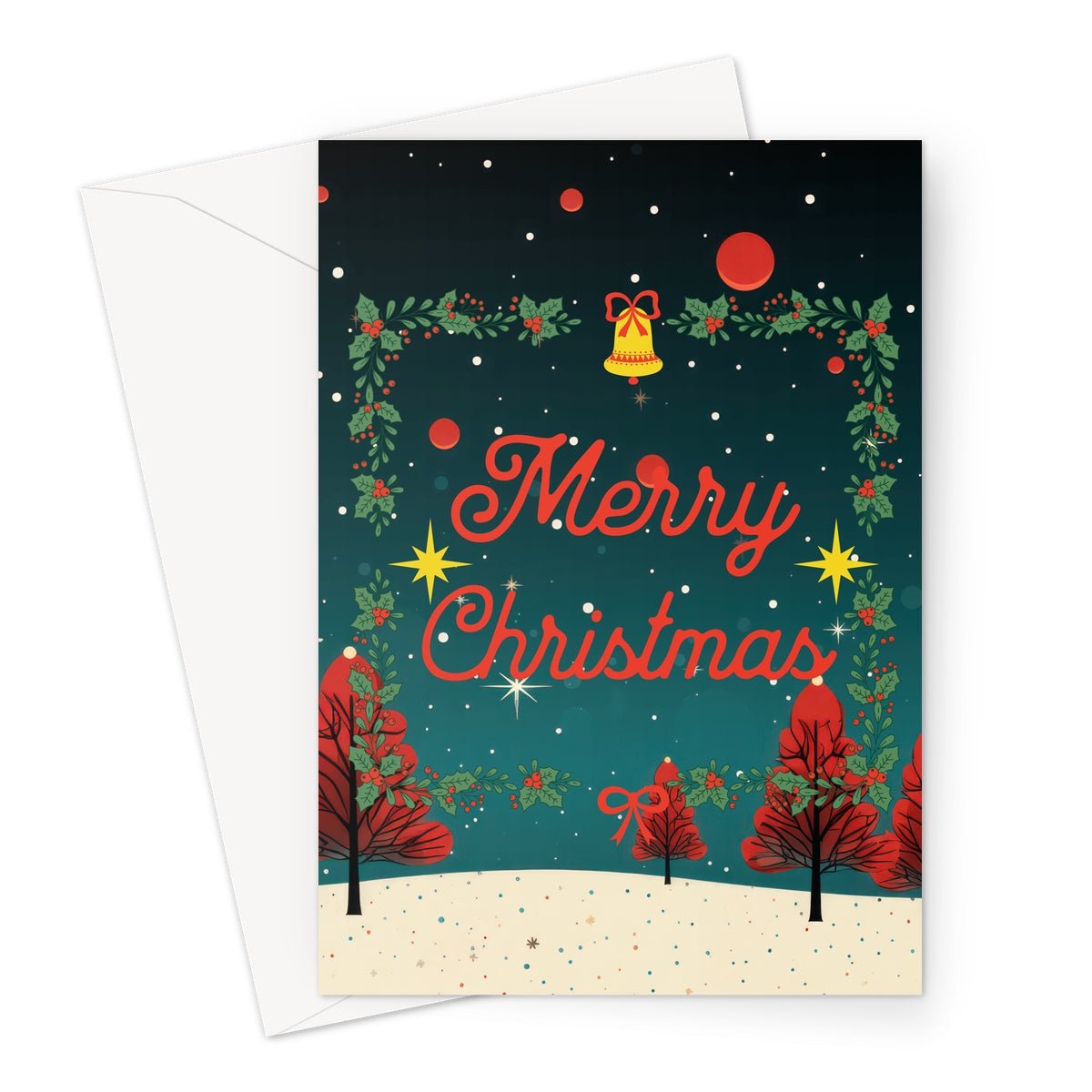 Merry Christmas Stars Greeting Cards - Pack of 10 Cards
