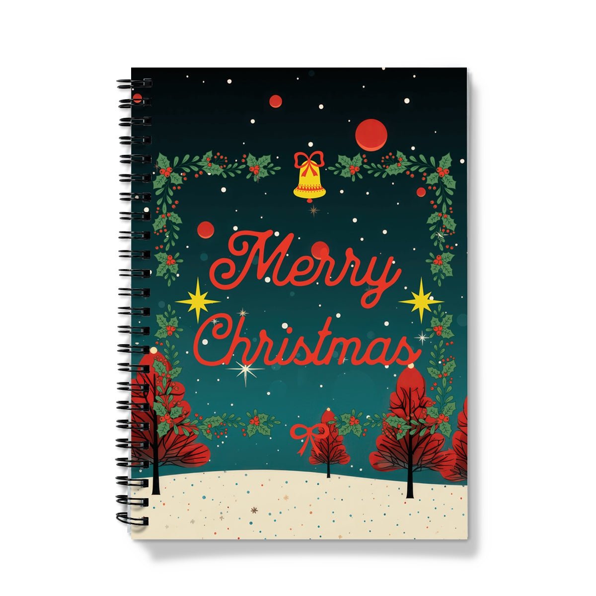Merry Christmas Stars Spiral Notebook