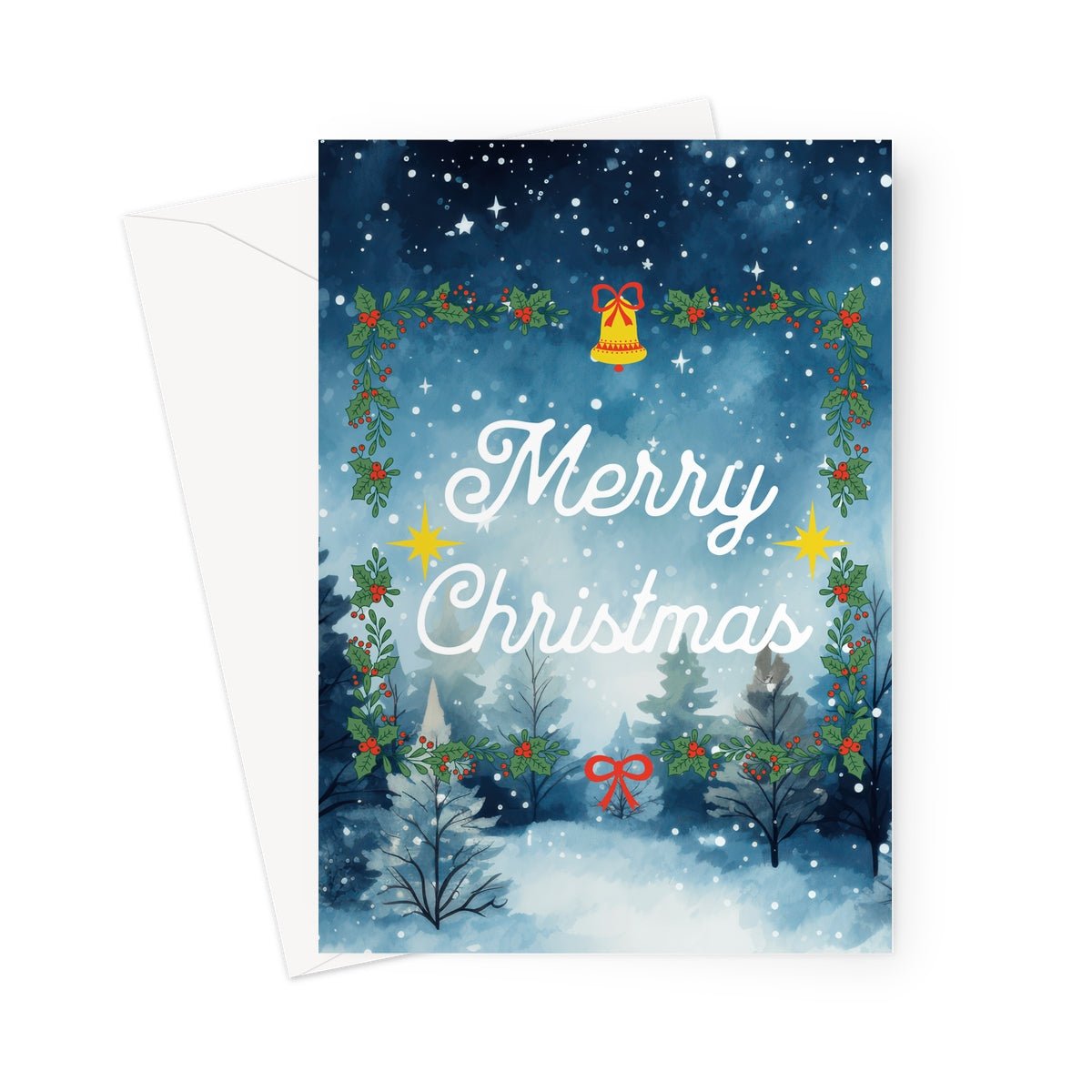 Merry Christmas White Greeting Cards - Pack of 10 Cards