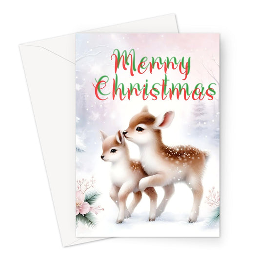 Merry Christmas Young Reindeers Greeting Cards - Pack of 10 Cards