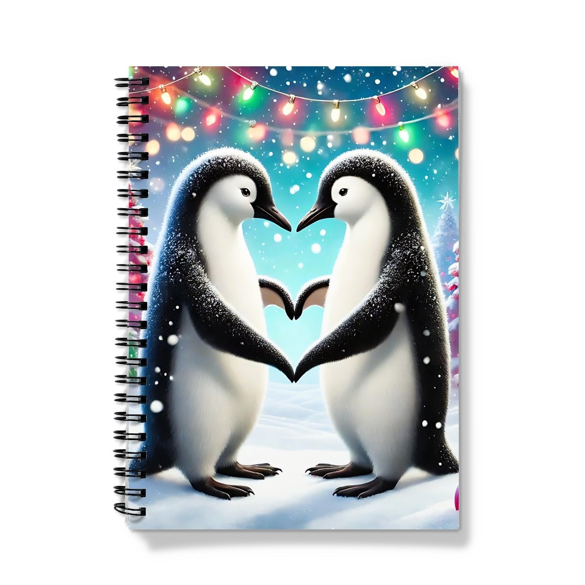 Penguin Hearts Christmas Spiral Notebook