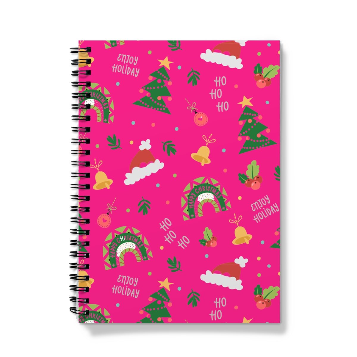 Pink Christmas Ho Ho Ho Spiral Notebook