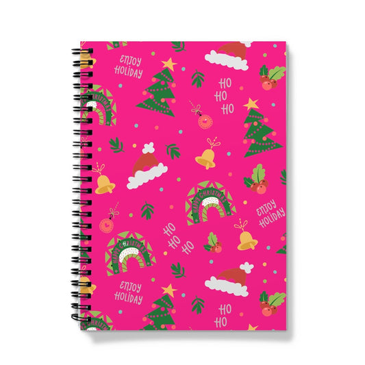 Pink Christmas Ho Ho Ho Spiral Notebook