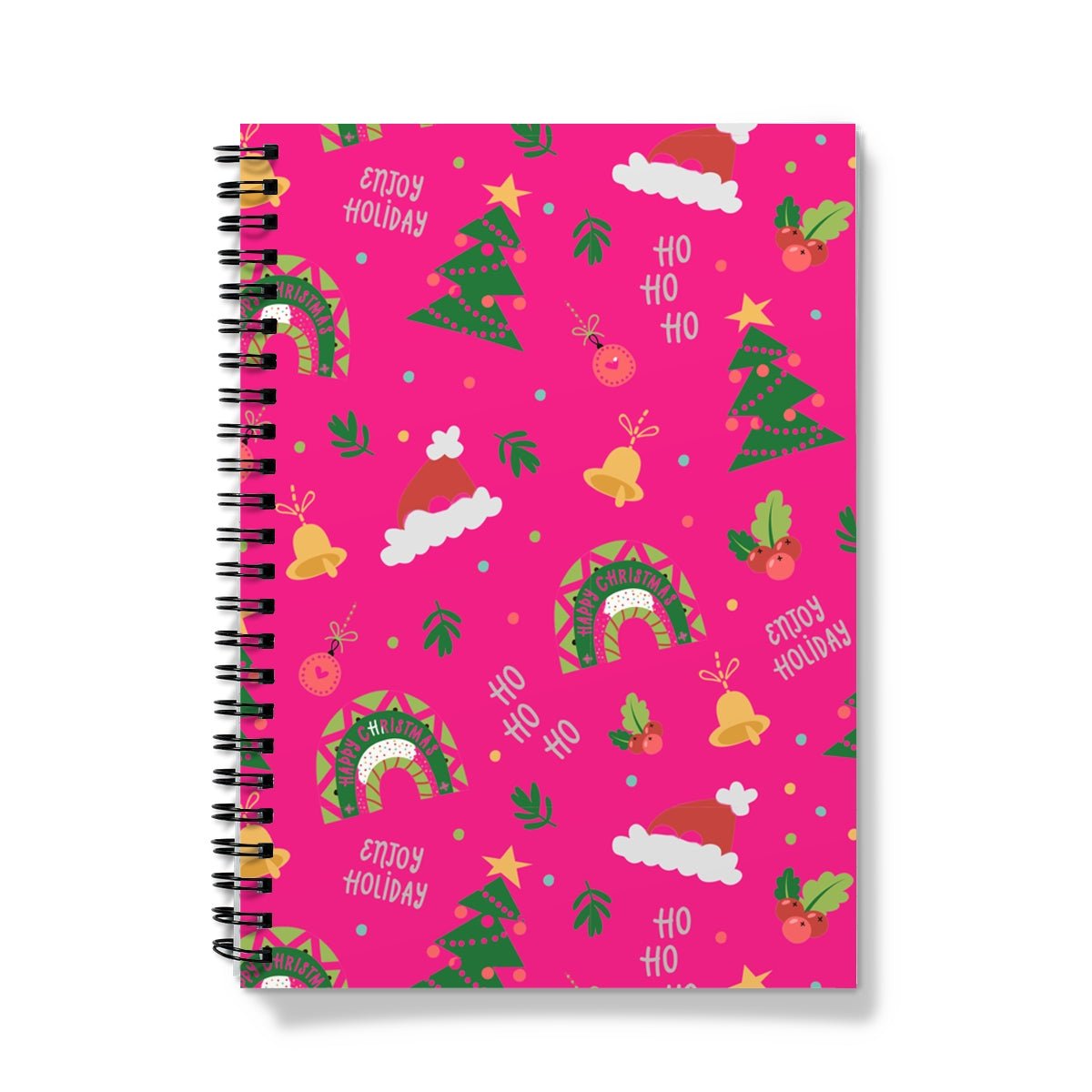 Pink Christmas Ho Ho Ho Spiral Notebook