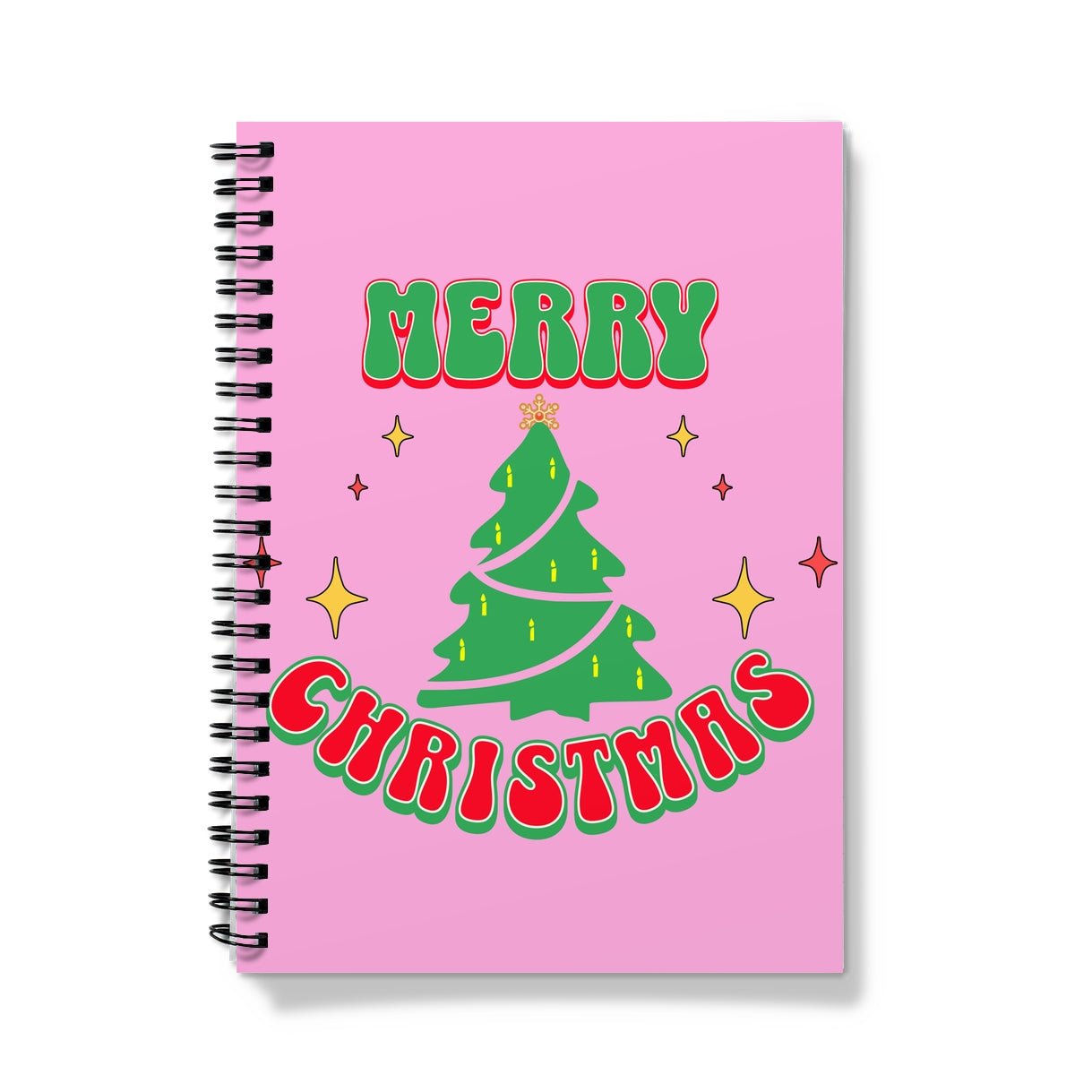 Pink Green Merry Christmas Spiral Notebook