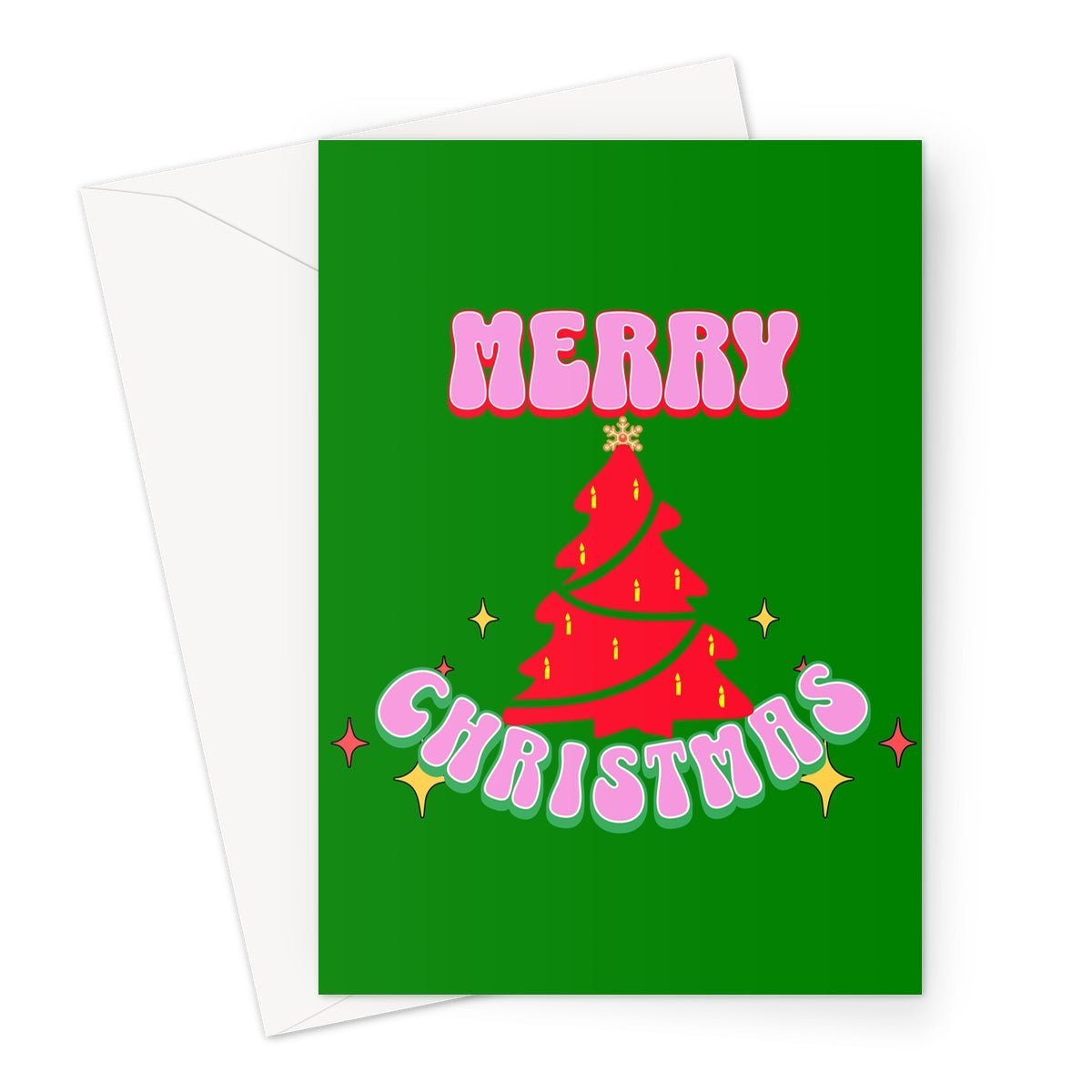 Pink Merry Christmas Greeting Cards - Pack of 10 Cards