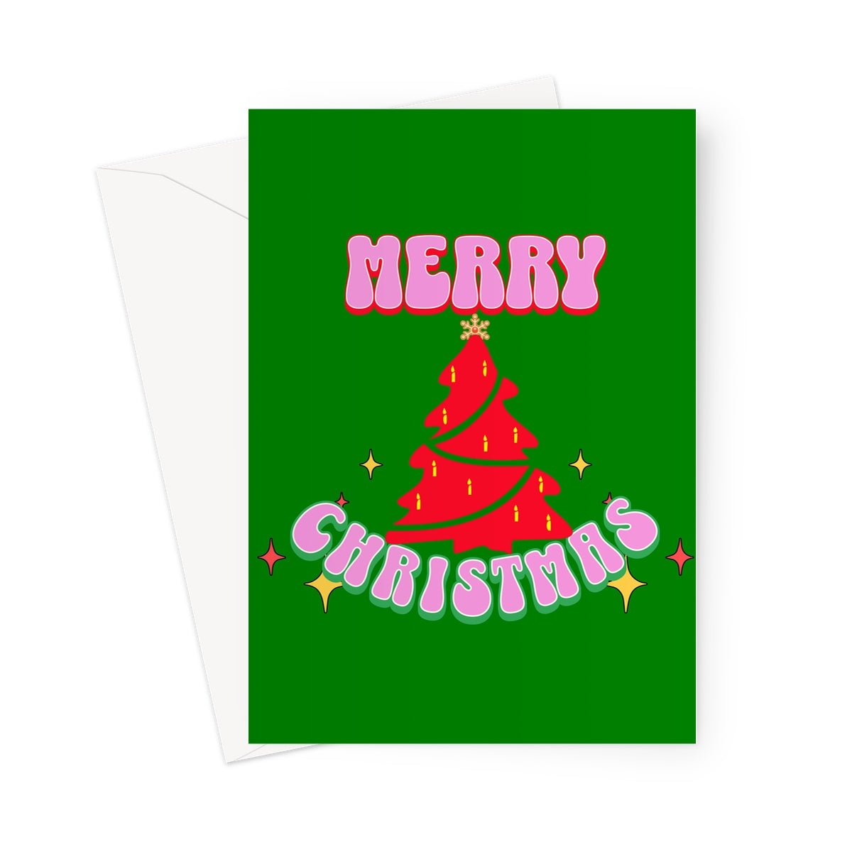 Pink Merry Christmas Greeting Cards - Pack of 10 Cards