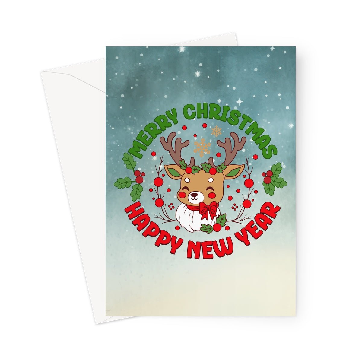 Reindeer Merry Christmas Greeting Cards - Pack of 10 Cards