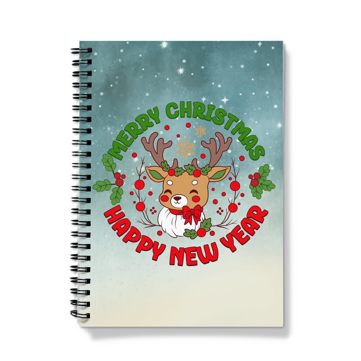 Reindeer Merry Christmas Spiral Notebook