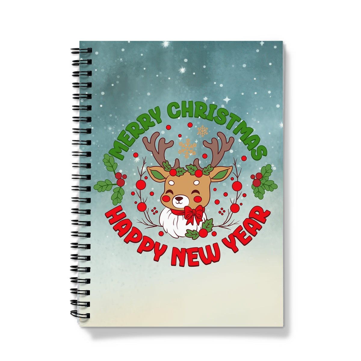 Reindeer Merry Christmas Spiral Notebook