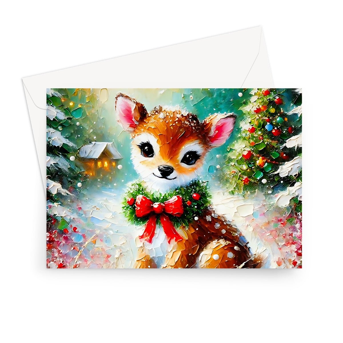 Reindeer Snowy Christmas Greeting Cards - Pack of 10 Cards